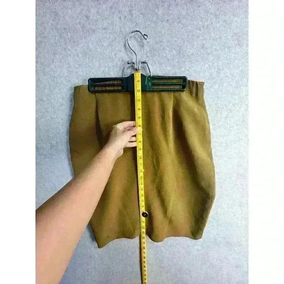 VTG 90s 100% Silk CLASSIQUES FOR NORDSTROM Olive Midi Skirt Sz 10 Lined Zipper - Picture 5 of 12